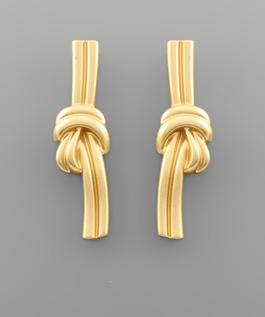 Golden Knot Statement Earrings in a Matte Gold Finish