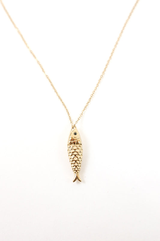 Ocean-inspired gold fish pendant necklace