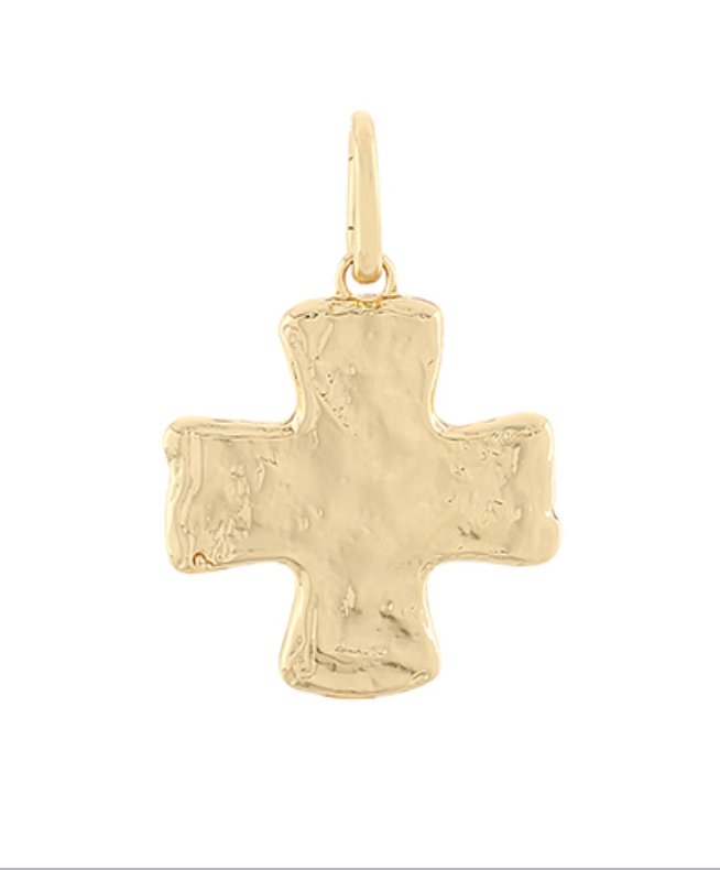 Hammered Cross Necklace Charm