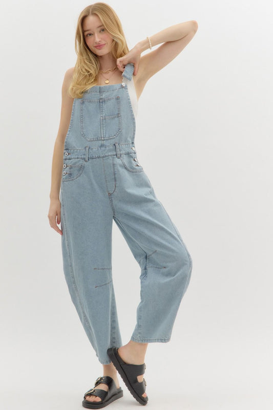 Harper Denim Barrel Leg Overall