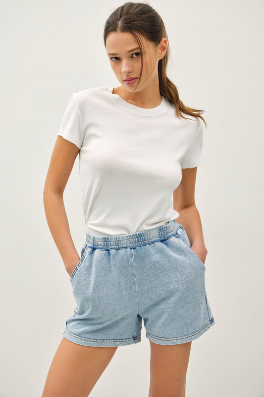 High-rise pull-on shorts with a soft touch feel and side pockets for everyday ease.