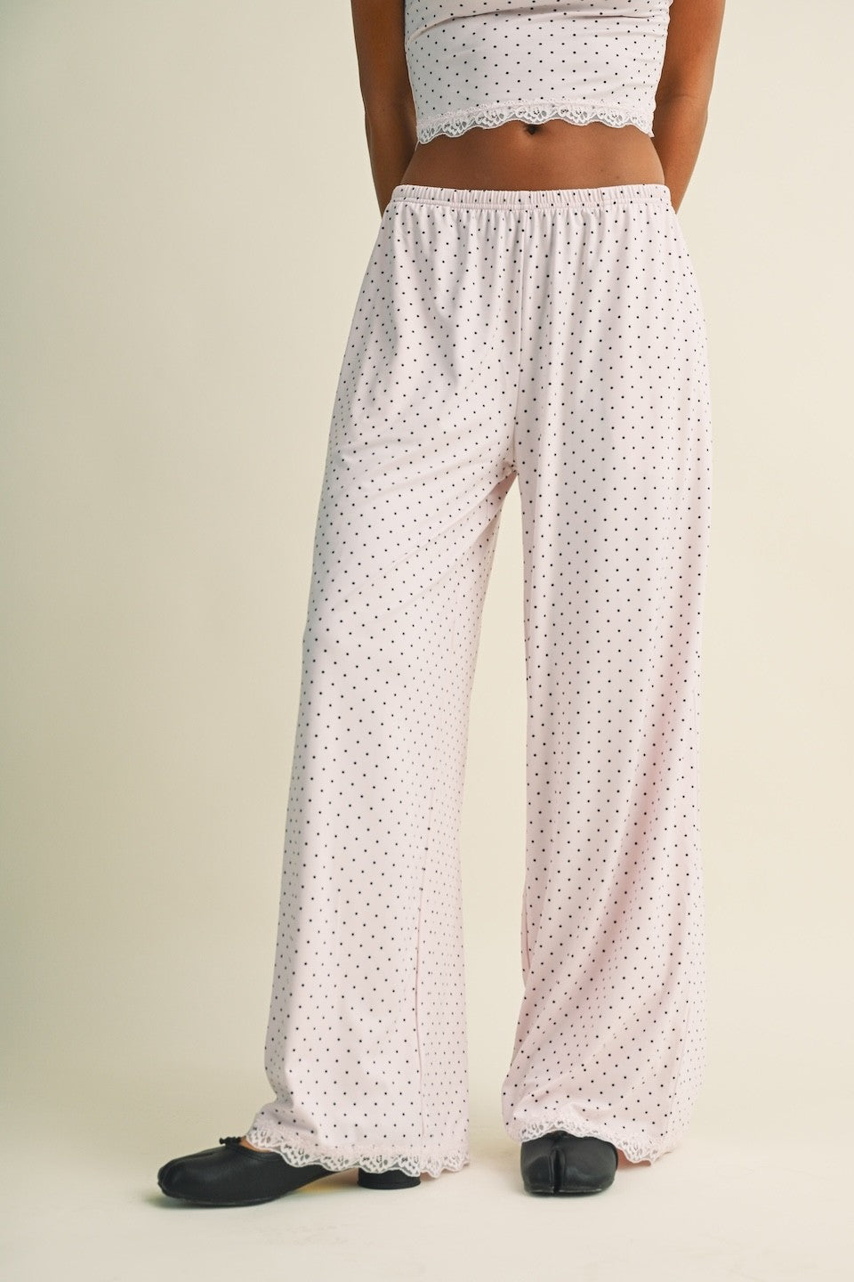 The Sweetheart Lace-Trim Wide-Leg Sweatpants