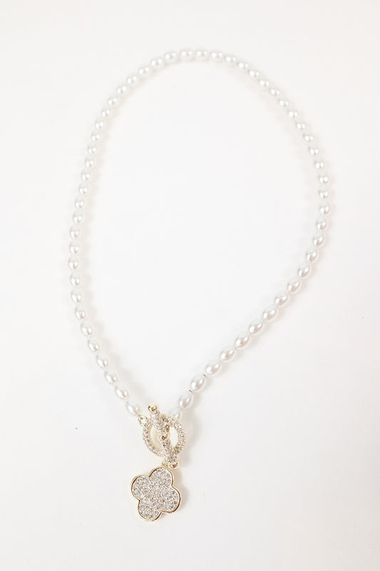 Pearl Clover Charm Necklace