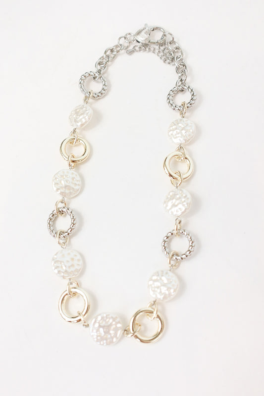 Moonstone Pearl Link Necklace