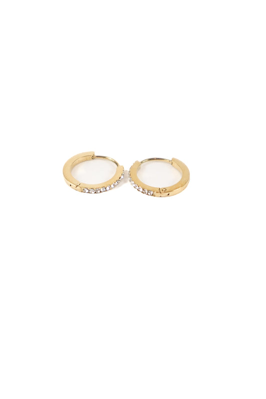 Aurora Slim Pavé Gold Huggie Earrings