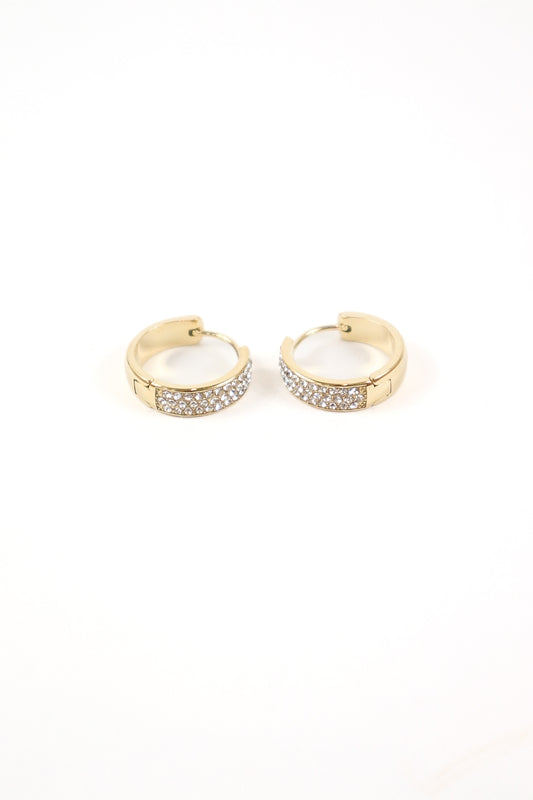 Celeste Pavé Gold Huggie Earrings