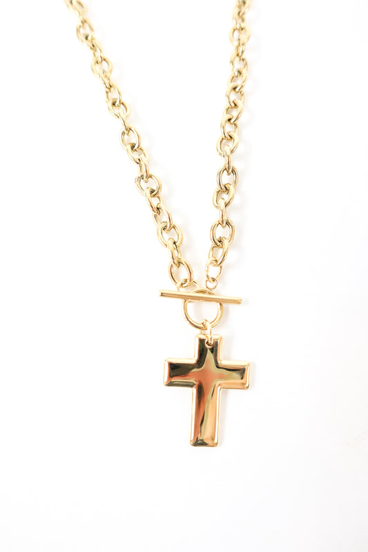 Golden Faith Toggle Cross Necklace