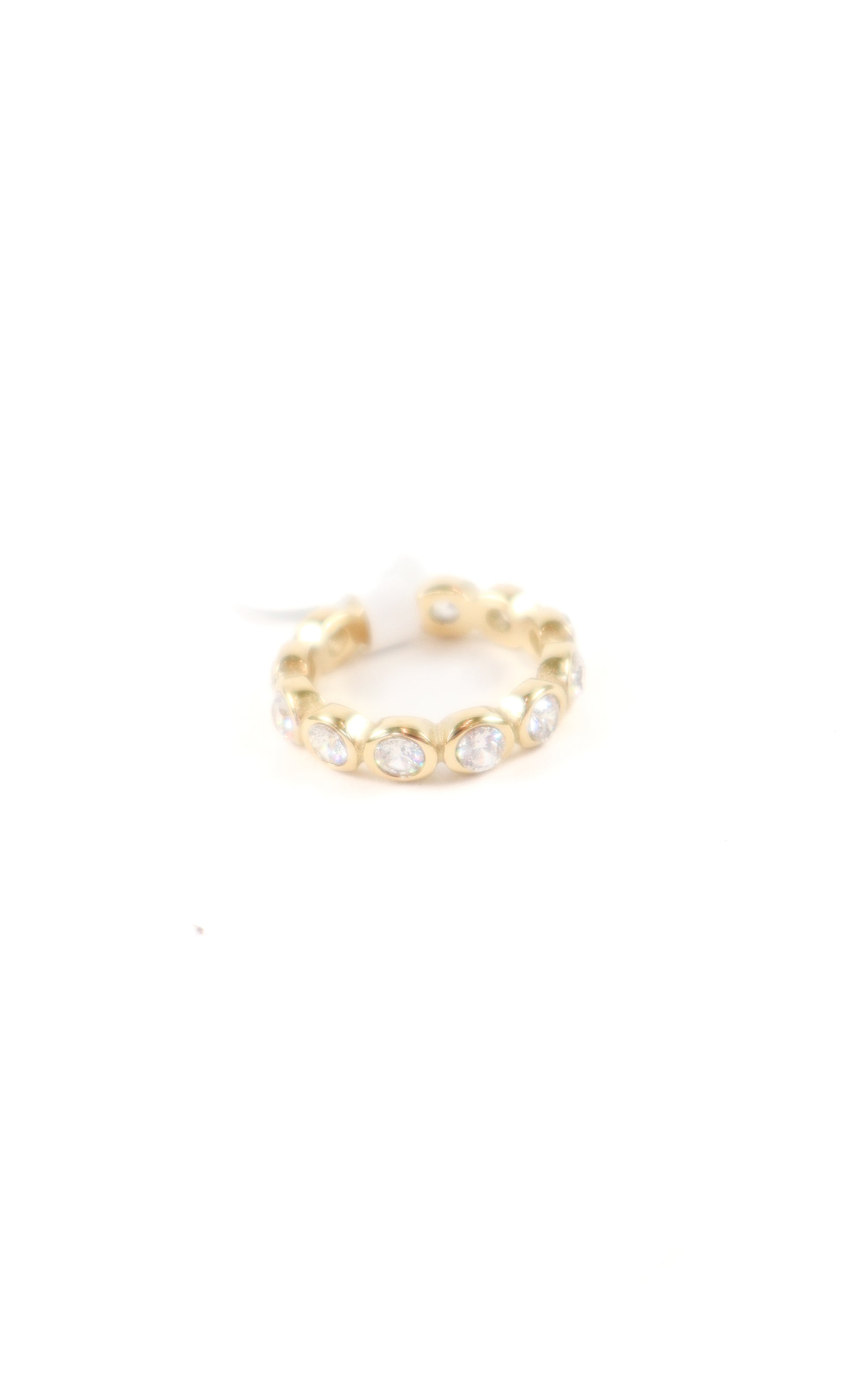 Modern gold eternity band for women with sparkling cubic zirconia