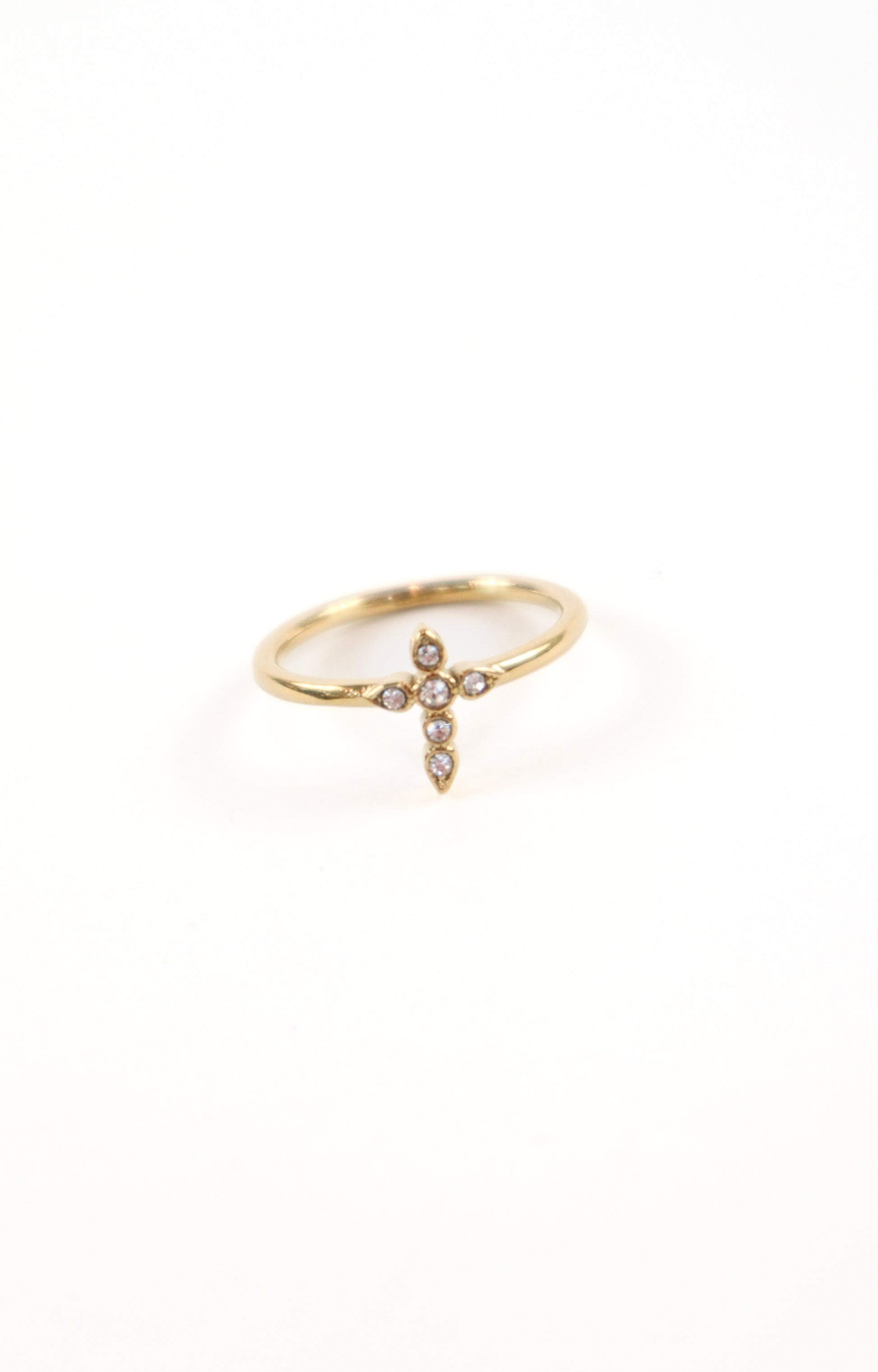 Minimalist 18K gold-plated cross stacking ring