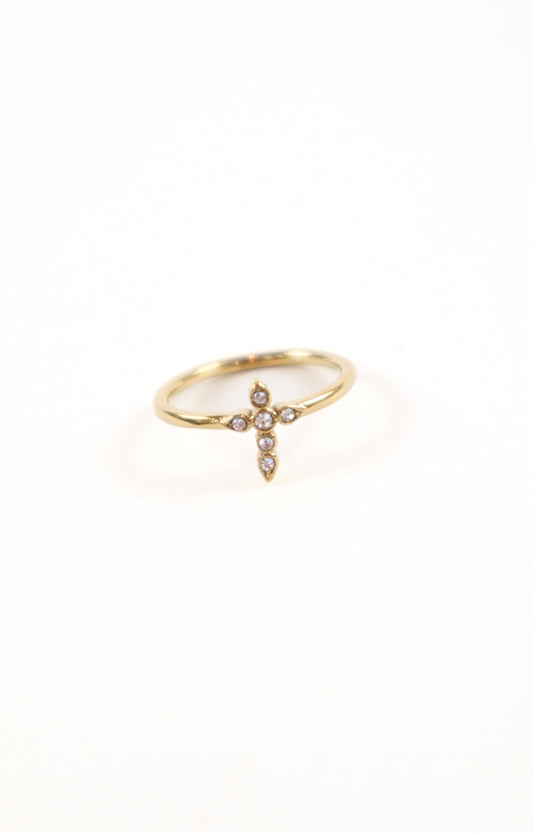 Minimalist 18K gold-plated cross stacking ring