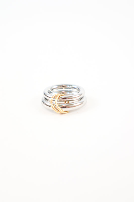 Sculptural minimalist stacking ring with polished finish