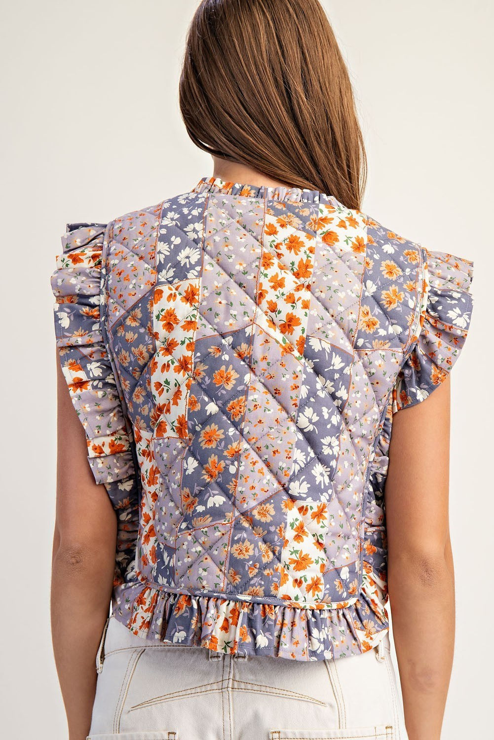 Fiona Floral Patchwork Printed Quilted Vest