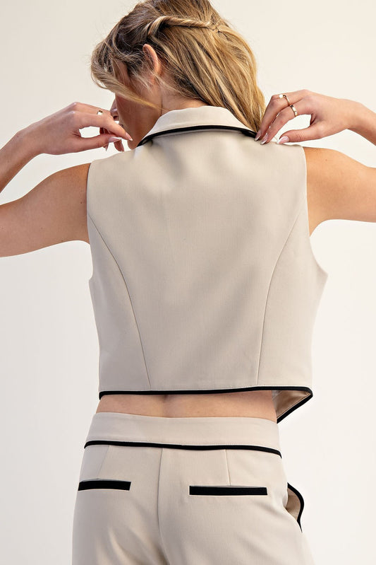 Greta Contrast Trim Vest