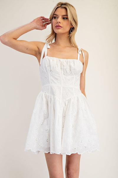 janna eyelet mini dress Jenna Eyelet Mini Dress – Pieces & Peaches