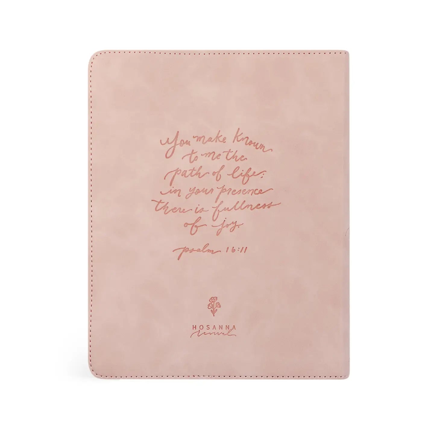 Shiloh Journaling Bible with blush pink vegan leather cover and embossed floral and butterfly design.