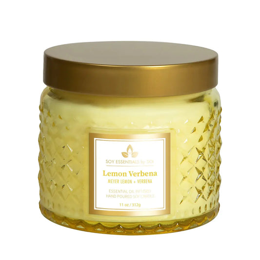 Lemon Verbena 11oz Faceted Glass Jar Soy Candle
