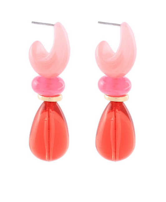geometric drop earrings with crescent top and teardrop design