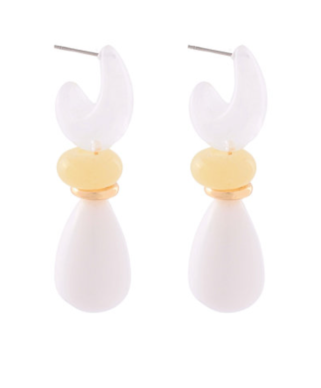 geometric drop earrings with crescent top and teardrop design