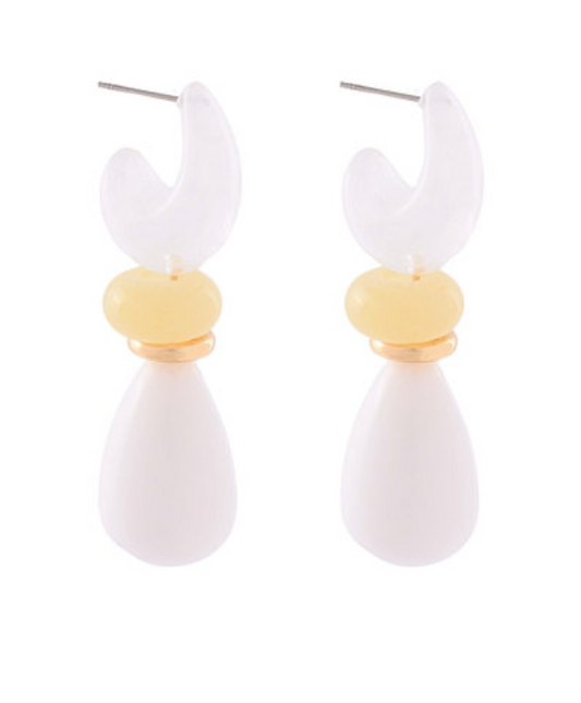 geometric drop earrings with crescent top and teardrop design