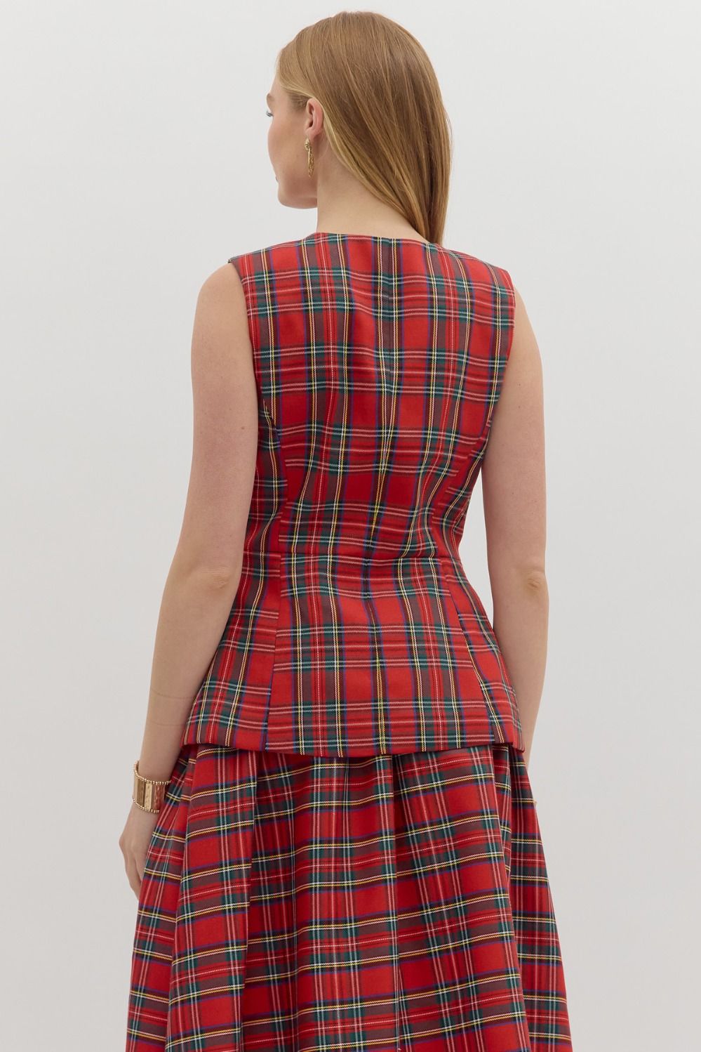 Maribelle Plaid Button Vest Top