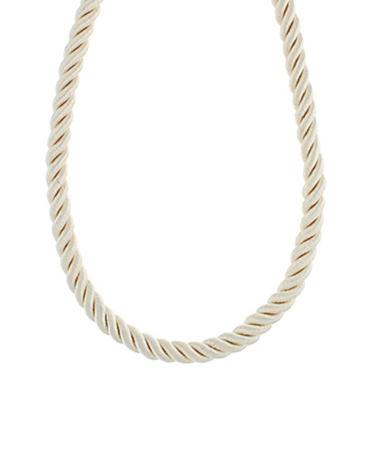 Twisted rope chain necklace in ivory featuring a smooth, minimalist design on a white background.