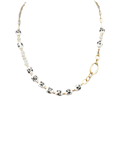 Edna Ceramic Ball & Oval Link Necklace