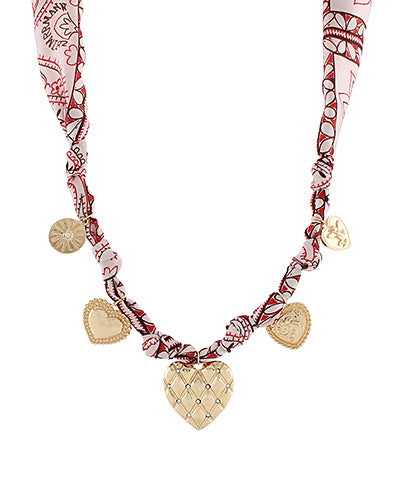 Mavis Multi Heart Charm Scarf Necklace