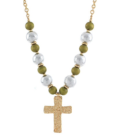 Corinne Hammered Cross Necklace