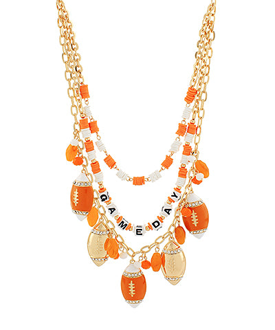 The Selah Layered Pave Football Necklace scores big on sparkle with sporty-chic style.