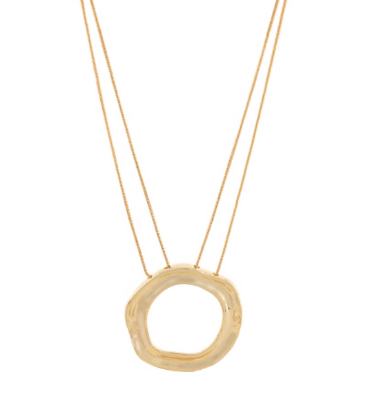 Open Circle Pendant Necklace in Polished Gold