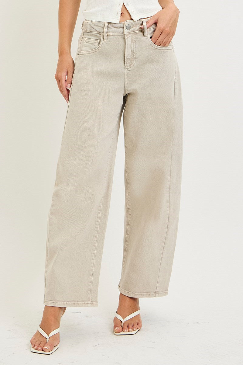 SLOUCHY CROP BARREL PANTS WITH ADJUSTABLE SIDE TABS