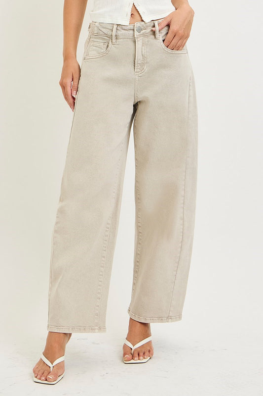 Slouchy Crop Barrel Pants with Adjustable Side Tabs