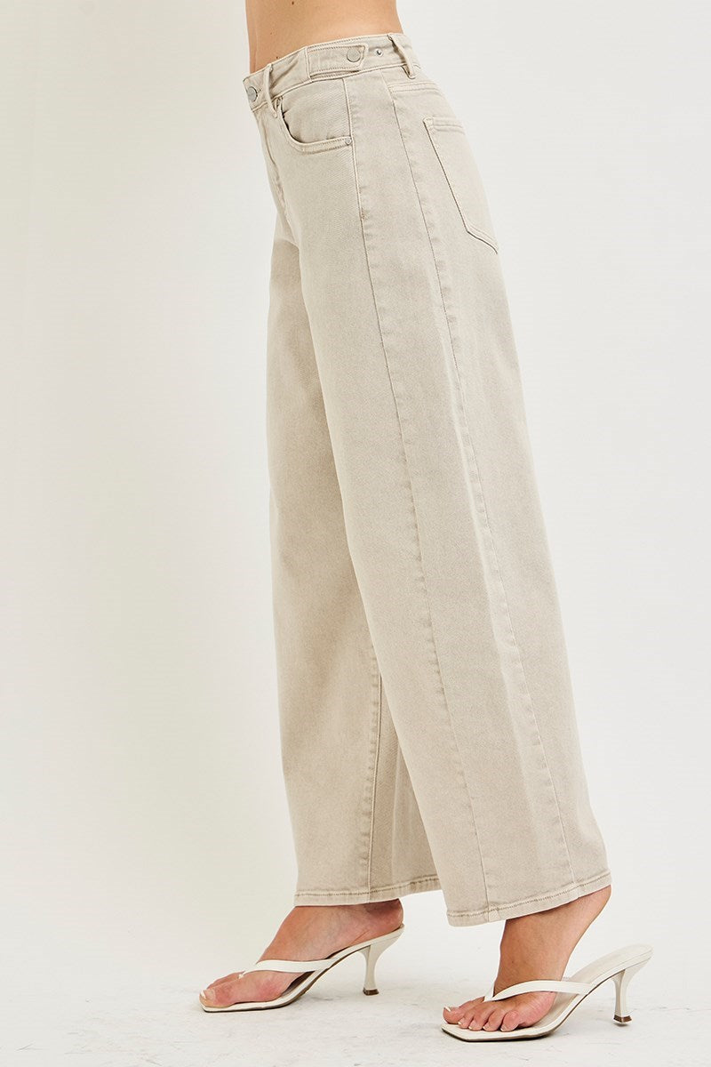 SLOUCHY CROP BARREL PANTS WITH ADJUSTABLE SIDE TABS