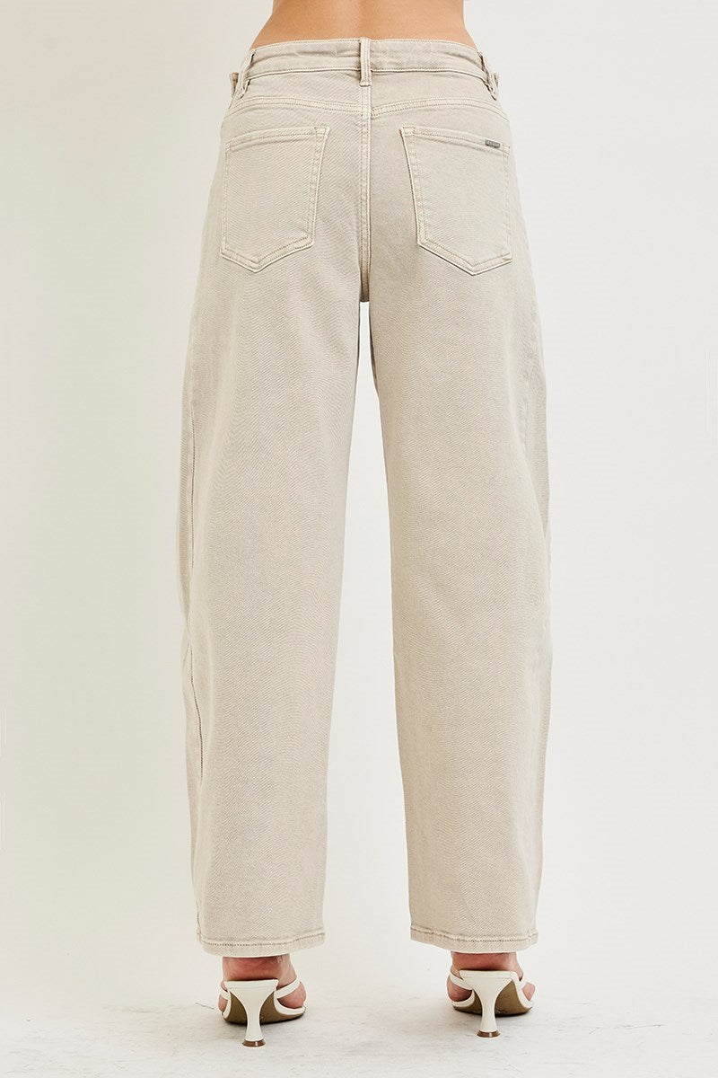 SLOUCHY CROP BARREL PANTS WITH ADJUSTABLE SIDE TABS