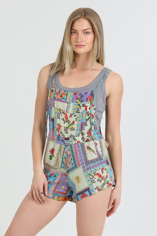 PRINTED OVERALL ROMPER
