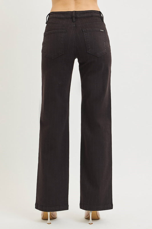 High Rise Straight Lurex Stripe Pants
