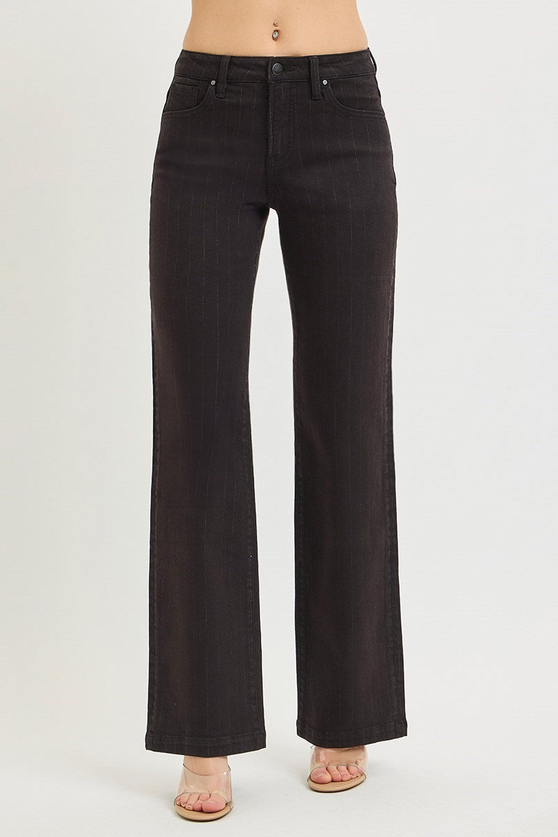 High Rise Straight Lurex Stripe Pants