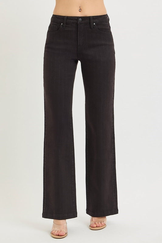 High Rise Straight Lurex Stripe Pants