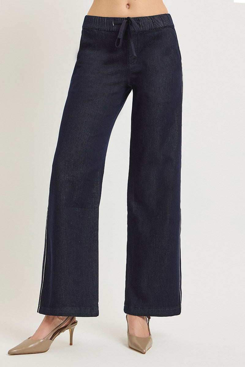 High Rise Wide Leg Side Stripped Jeans