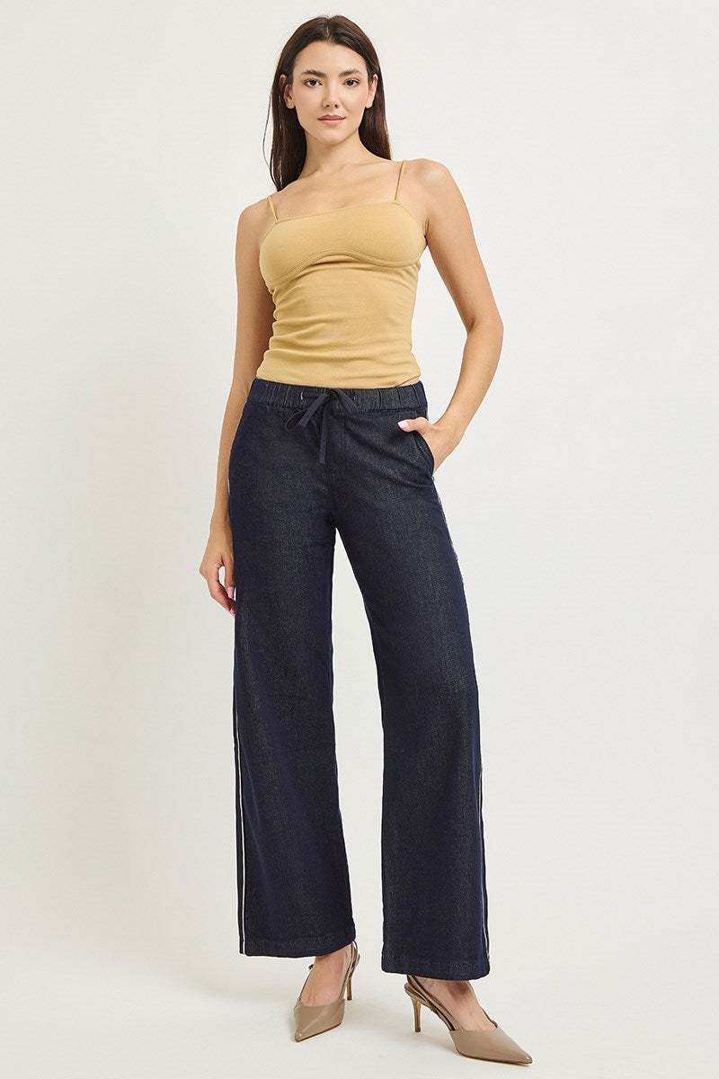 High Rise Wide Leg Side Stripped Jeans