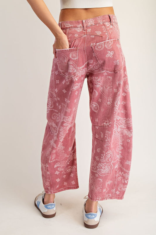 Amelia Paisley Barrel Jeans