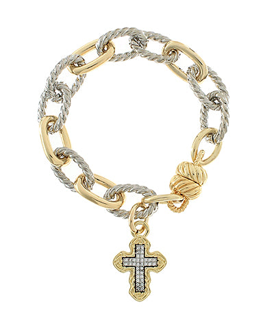 Pave Chunky Cross Bracelet