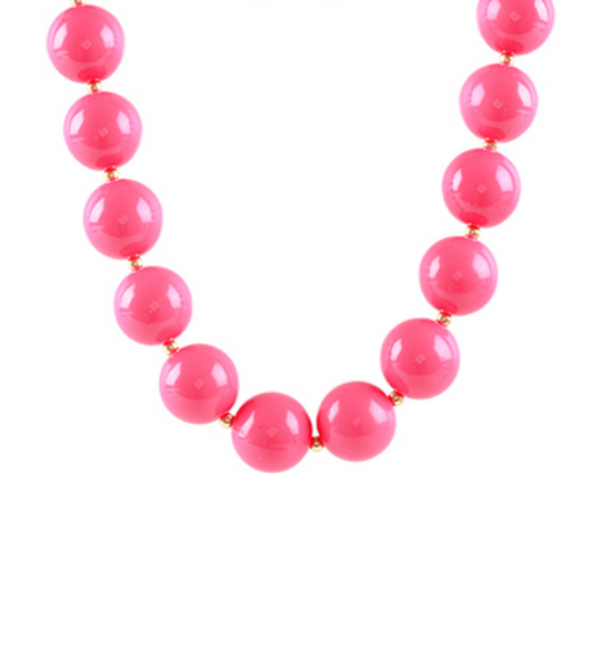 Pop of Color Statement Bead Necklace in Vibrant Pink