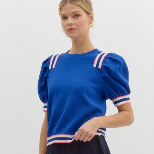 Puffed Sleeved Textured Top