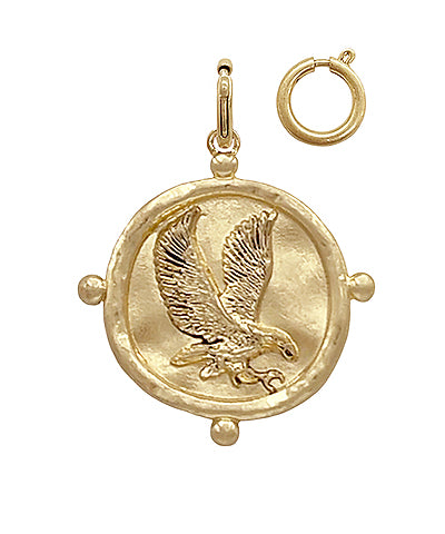 Vintage gold eagle round pendant 