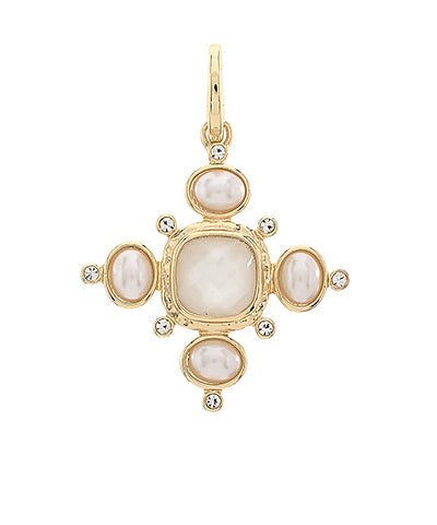 The Eulalie Cream and Gold Pendant exudes understated elegance with its soft neutral tones and radiant finish.
