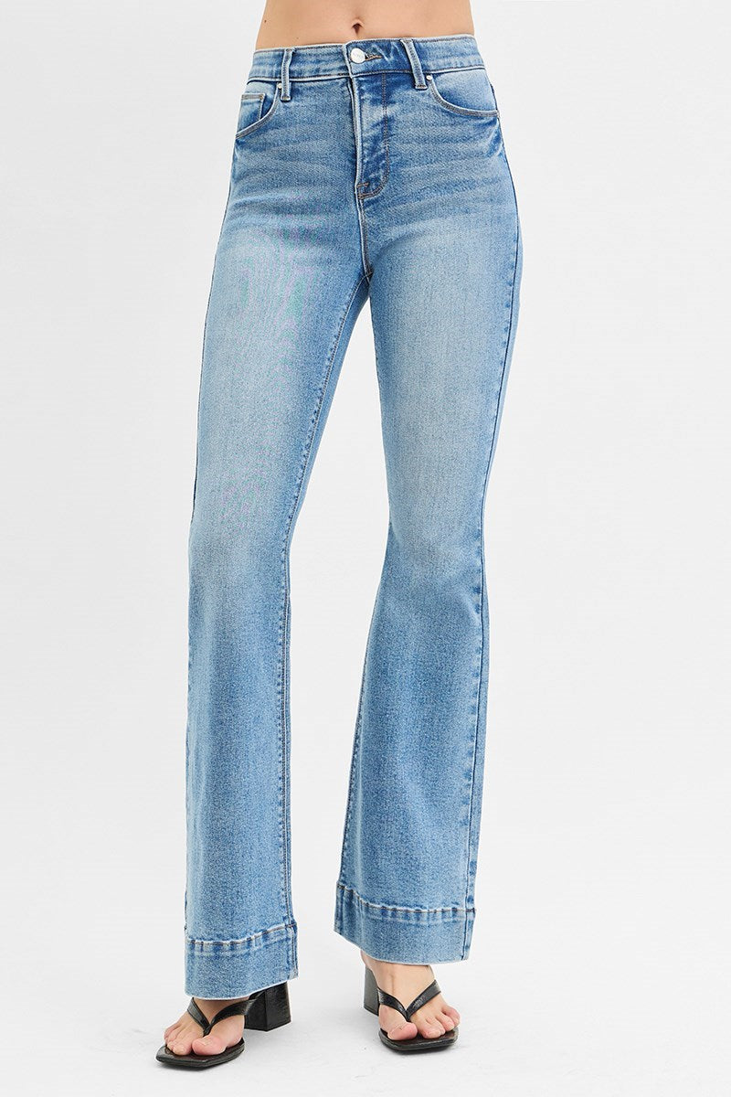 TUMMY CONTROL ELASTIC BAND HIGH RISE FLARE JEANS