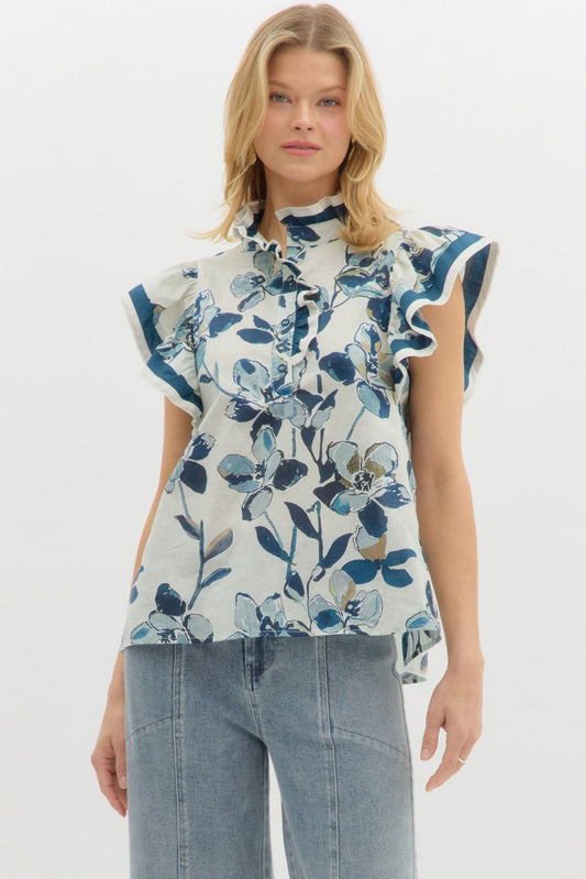 Rose Flutter Sleeve Top