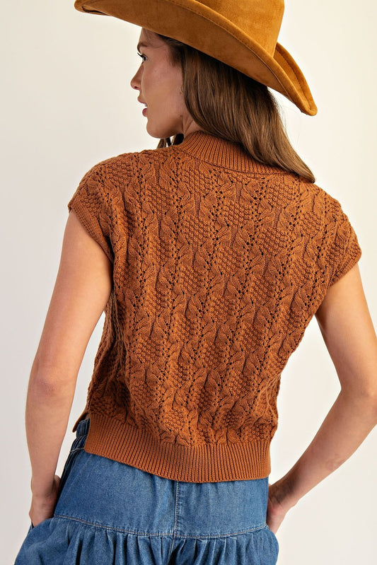 Callie Cable Knit Mock Neck Sweater