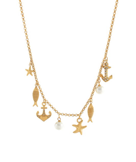 super cute beach theme charm necklace
